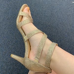 gold strap up heels